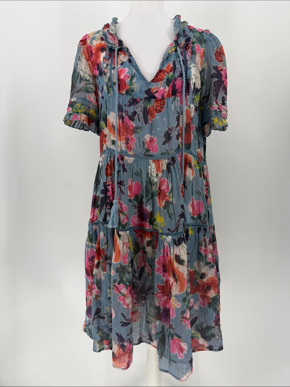 Sundance Floral Tiered Boho Dress | XS |‎ Cottagecore Prairie Romantic Cotton